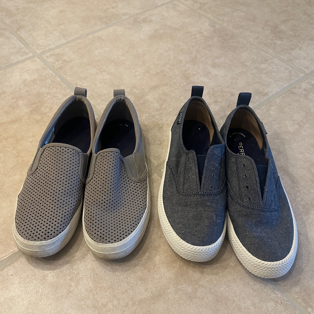 Sperry Women's Slip-On Sneakers in Gray and Navy Blue